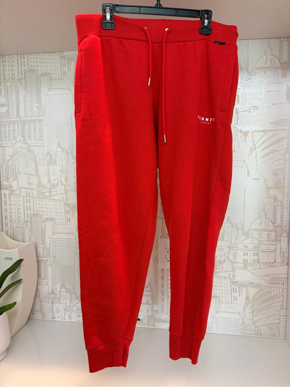 Red Men's Jogger Sweatpants with Drawstring Waist